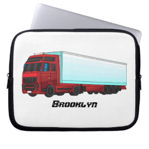 Red trailer truck illustration laptop sleeve