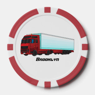 Red trailer truck illustration poker chips