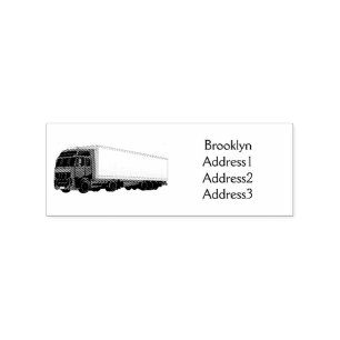 Red trailer truck illustration rubber stamp