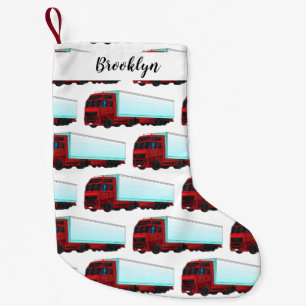 Red trailer truck illustration small christmas stocking