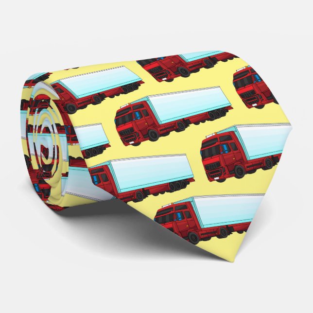Red trailer truck illustration tie (Rolled)