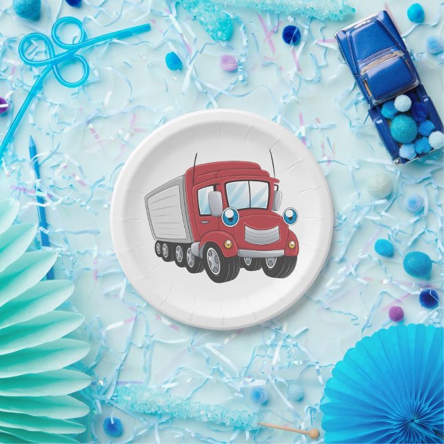 Red Trailer Truck Paper Plates (Creator Uploaded)