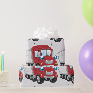 Red Trailer Truck Wrapping Paper