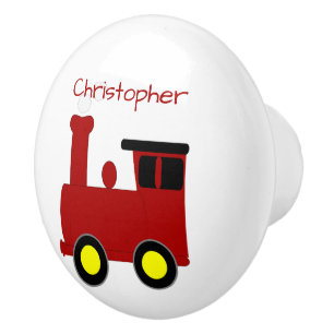 Red Train Design Personalised Ceramic Knob