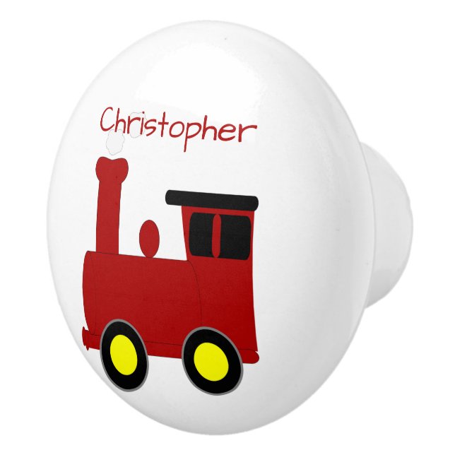 Red Train Design Personalised Ceramic Knob (Right)
