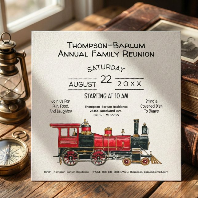 Red Train Family Reunion Invitation (Red Train Family Reunion Invitation)