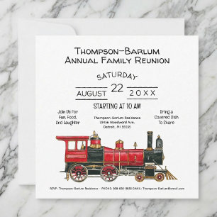 Red Train Family Reunion Invitation