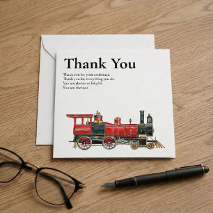 Red Train Flat Thank You For Everything Card