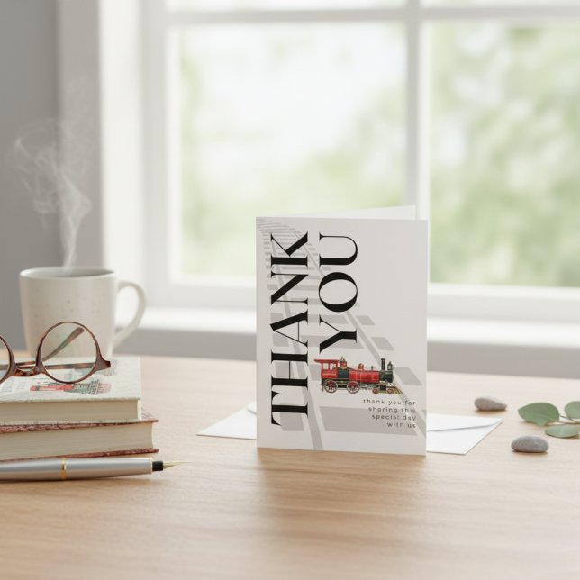 Red Train Rails Thank You Special Day Note Card (Red Train Rails Thank You Special Day Note Card)
