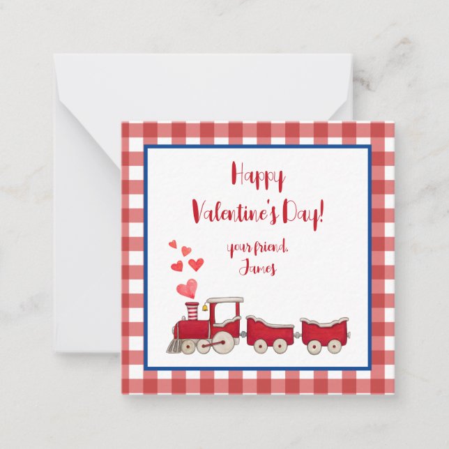 Red Train Valentine's Day Note Card (Front)