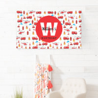 Red Transport Fire Truck Engine Birthday Party 