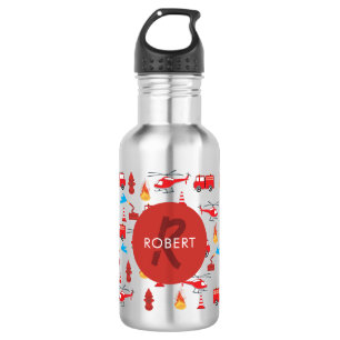 Red Transport Fire Truck Engine Brigade Monogram 532 Ml Water Bottle