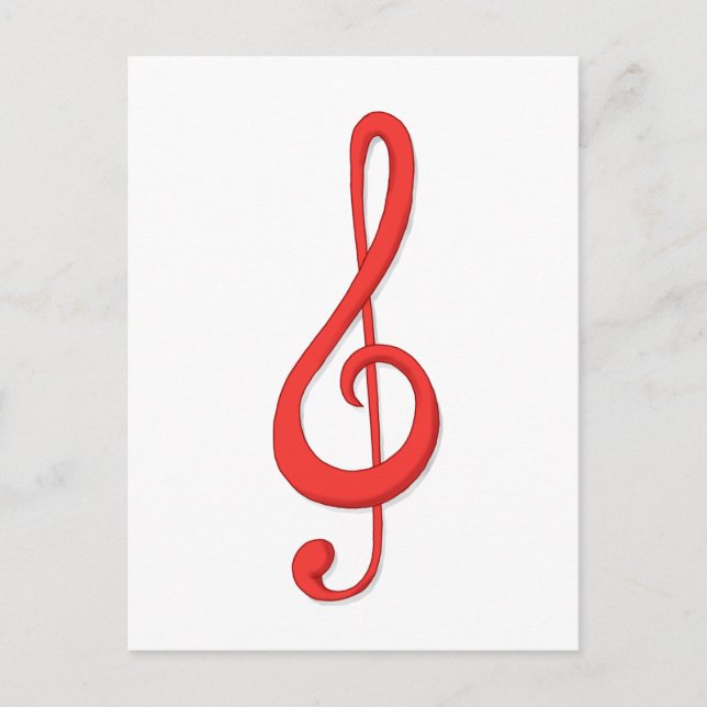 Red treble clef music illustration. postcard (Front)