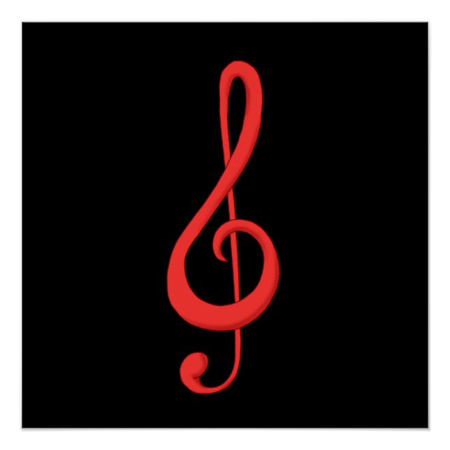Red treble clef music illustration. poster (Front)