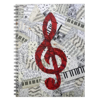 Red Treble Clef Music Notebook