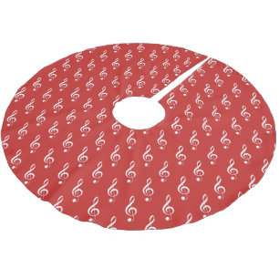 Red Treble Clef Musical Tree Skirt