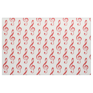 Red Treble Clef Pattern Fabric