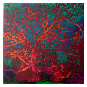 Red tree Ceramic Tile