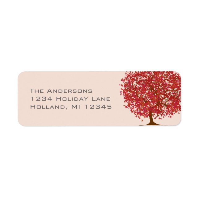 Red Tree Falli Autumn Leaves Return Address Label (Front)