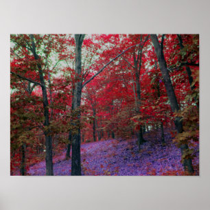Red Tree Forest Poster