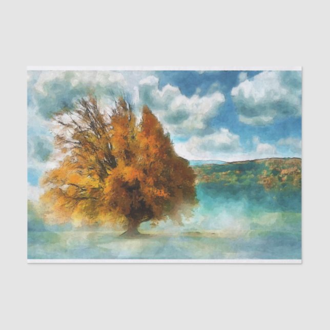 Red Tree in the Mist Tissue Paper (Front)