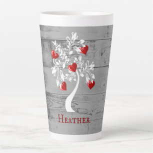 Red Tree of Hearts Personalised Latte Mug
