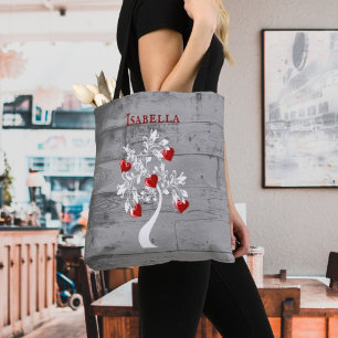 Red Tree of Hearts Personalised Tote Bag