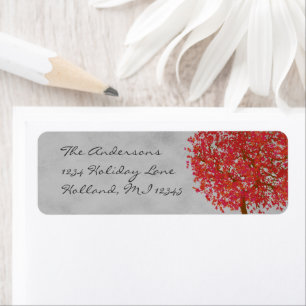 Red Tree On Grey Return Address Return Address Label