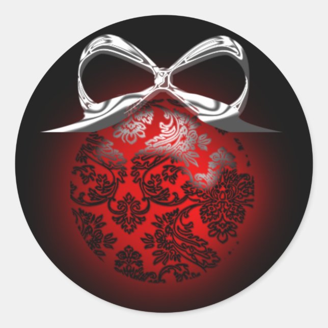 Red Tree Ornament Holiday Season Card Stickers (Front)