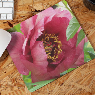 Red Tree Peony Bloom Floral Mouse Pad