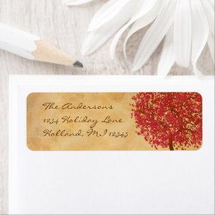 Red Tree Return Address Label