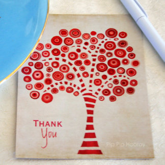 Red Tree Thank You Appreciation Note Card