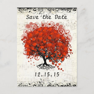 Red Tree Wedding Save The Date Announcement Postcard