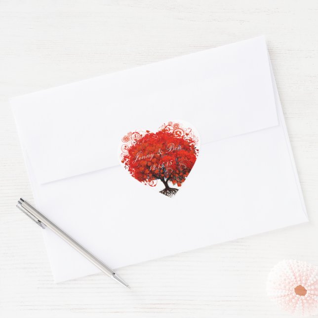 Red Tree Wedding Sticker (Envelope)