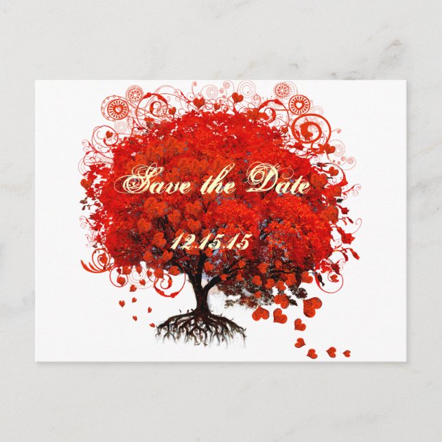Red Tree Wedding T-Shirts, Gifts, Stickers & Favou Announcement Postcard (Front)