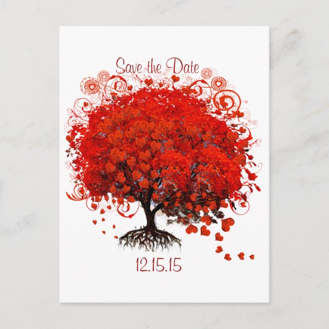 Red Tree Wedding T-Shirts, Gifts, Stickers & Favou Announcement Postcard (Front)