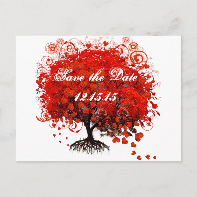 Red Tree Wedding T-Shirts, Gifts, Stickers & Favou Announcement Postcard (Front)