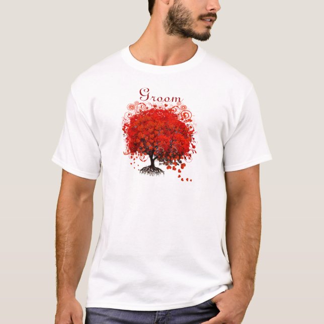 Red Tree Wedding T-Shirts, Gifts, Stickers & Favou T-Shirt (Front)