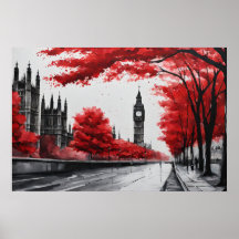 Red tree with Big Ben