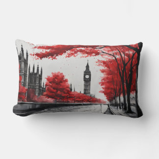 Red trees & Big Ben Lumbar Cushion