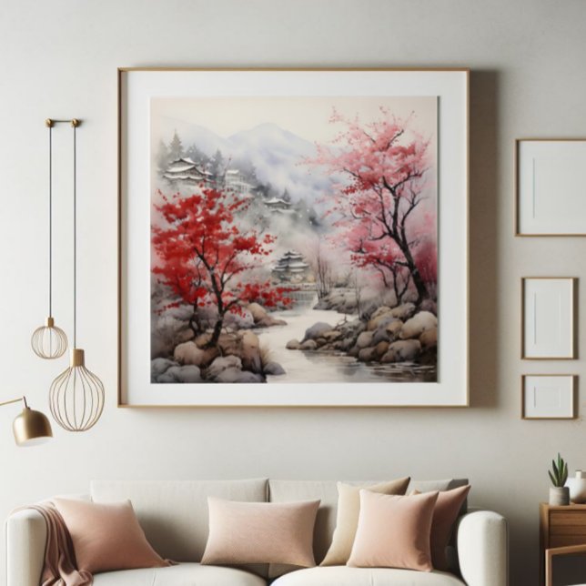 Red Trees over River  Photo Print (Creator Uploaded)