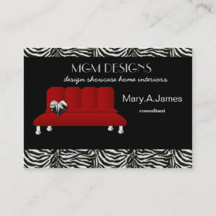 red trendy interior decorator Business Cards