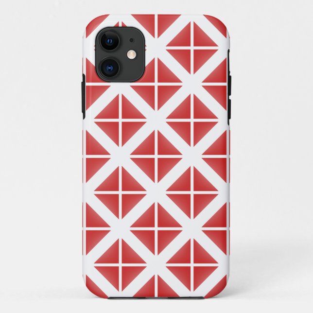 Red Trendy Triangle Pattern Case-Mate iPhone Case (Back)