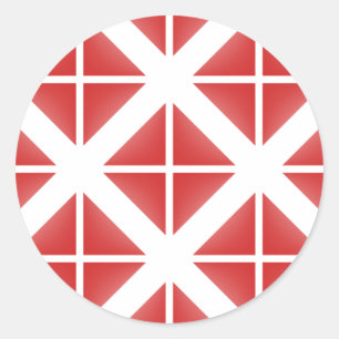 Red Trendy Triangle Pattern Classic Round Sticker