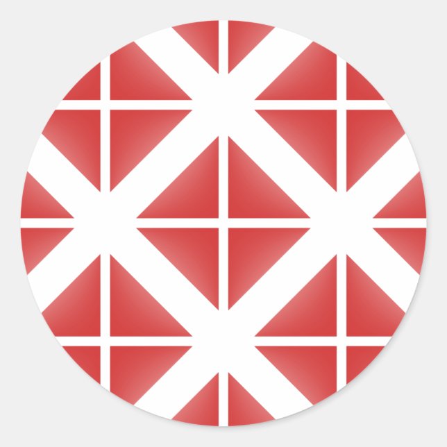 Red Trendy Triangle Pattern Classic Round Sticker (Front)