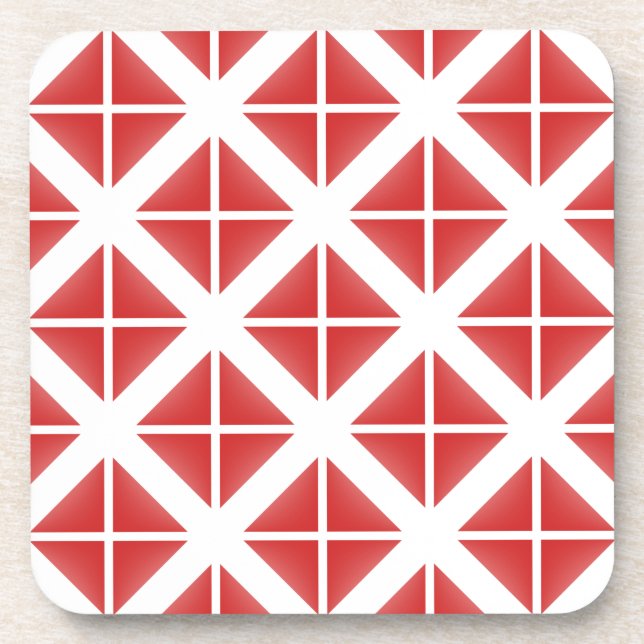 Red Trendy Triangle Pattern Coaster (Front)