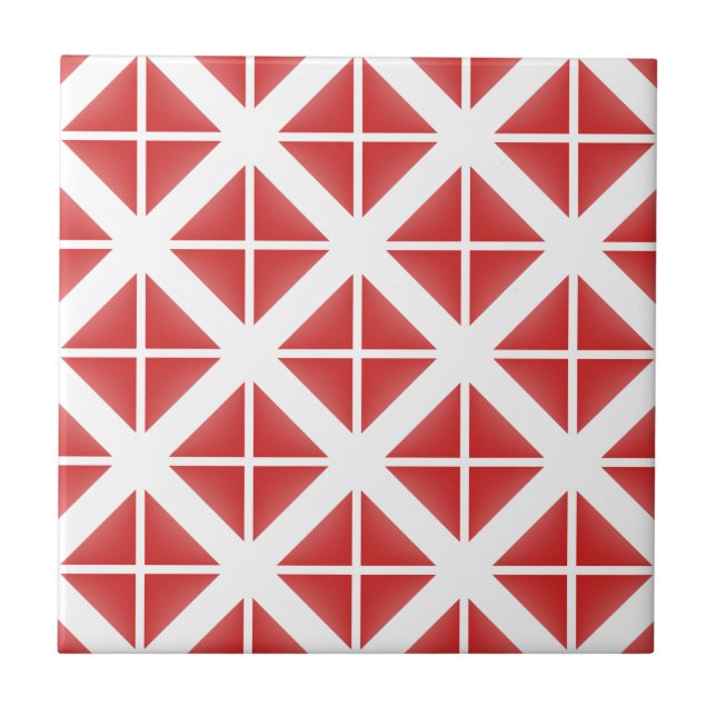 Red Trendy Triangle Pattern Tile (Front)