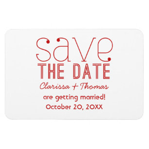 Red Trendy Typography Save the Date Magnet