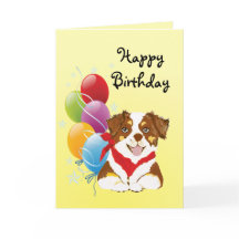 Red Tri Aussie Puppy Happy Birthday