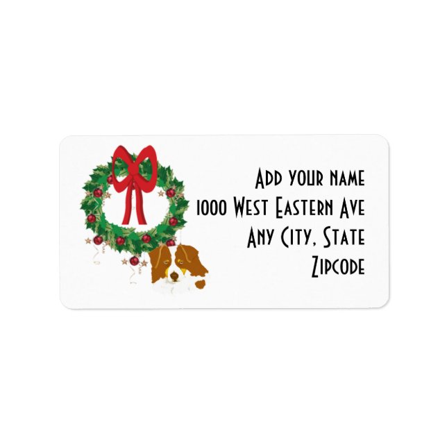 Red Tri Aussie with Christmas Wreath Label (Front)